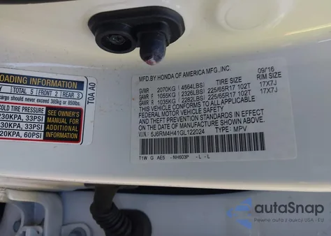 2016 Honda Cr-V Se from USA, damaged, VIN 5J6RM4H41GL122024